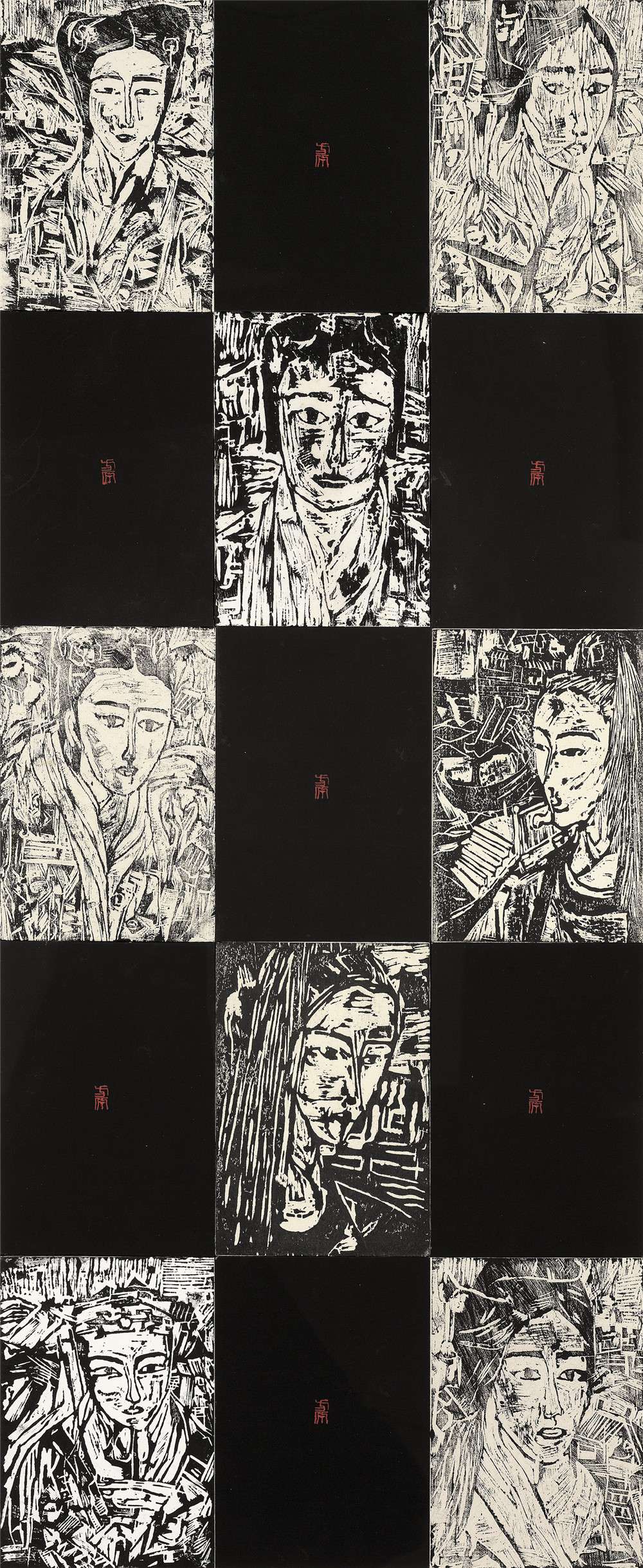 2018·百家金陵-版-001-汉女 黑白木刻 148cm×68cm 方原（江苏）.jpg