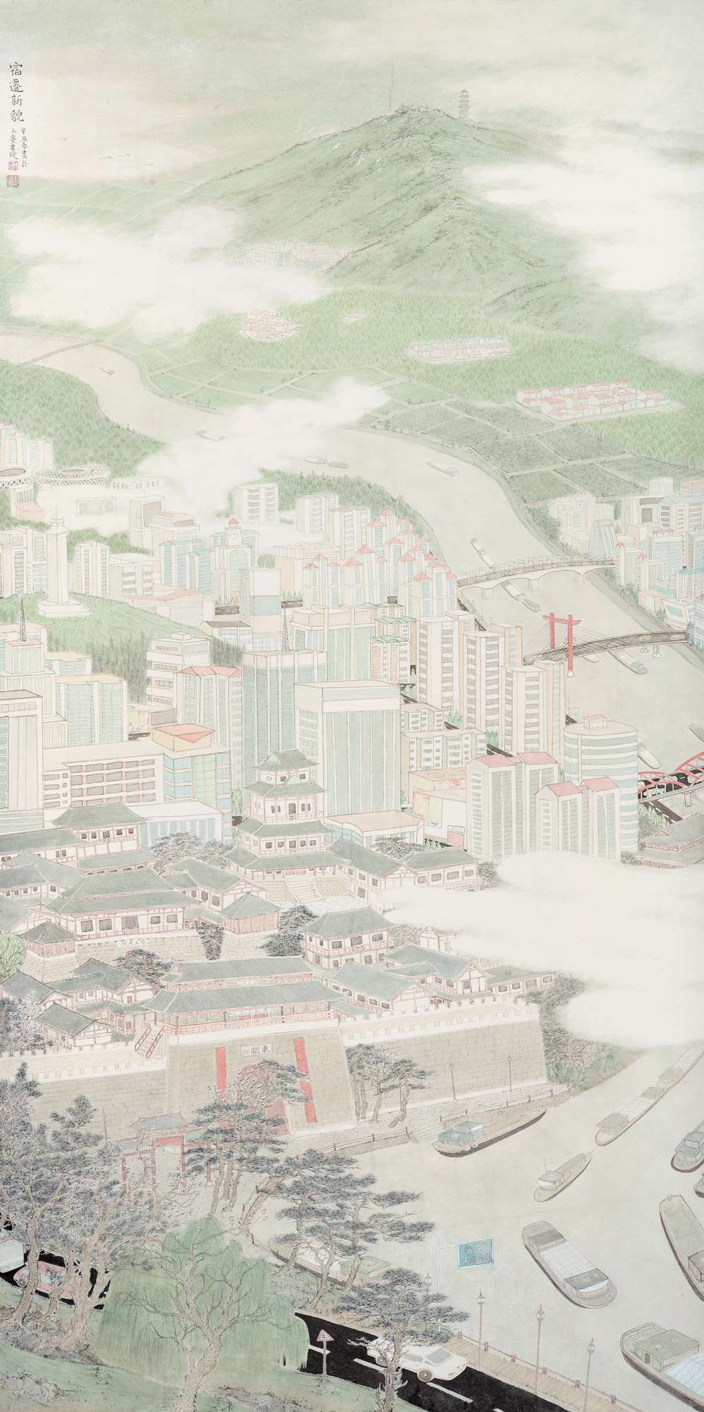 丁立江、郭鑫 宿迁新貌 242cmx120cm 中国画 39176.jpg