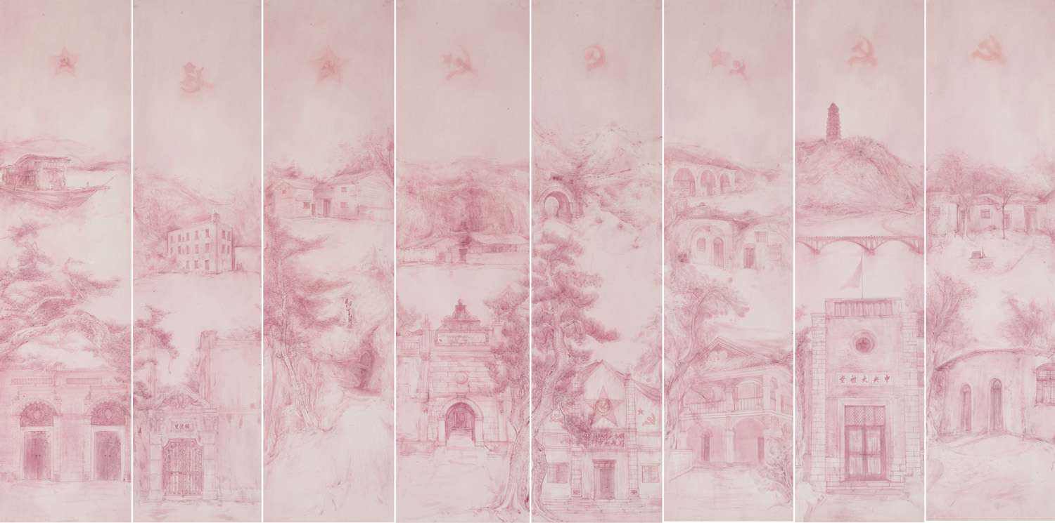 周京新 梁雨 百年史诗第一部分_起来，起来 中国画 210cm×50cm×8 2021百年江苏.jpg