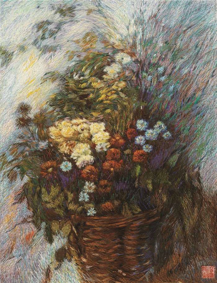 民间艺术  吕存  幸福如花-1  正则绣  30cm×40cm  镇江254036.jpg